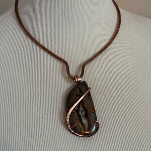 Septarian and Copper Pendant Necklace | Copper Choker | NWT
